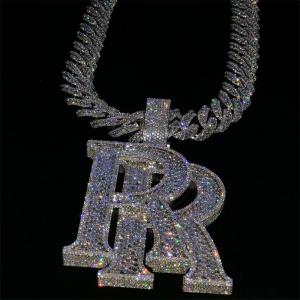1 Inch VVS Moissanite Pendant Charm 18k Hip Hop Diamond Necklace Letter Name