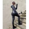 China Soft Black Leather Booty Lifting Pants , Butt Lifting Leather Leggings wholesale