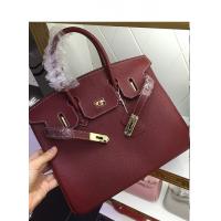China hot sell 30cm 35cm high quality wine red ladies litchi leather handbags classic brand handbags L-RB1-15 on sale