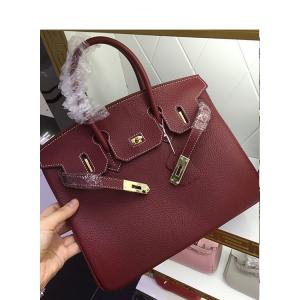 hot sell 30cm 35cm high quality wine red ladies litchi leather handbags classic brand handbags L-RB1-15