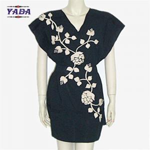 Latest african bazin hand embroidery design party swing dinner dresses vintage dress for ladies