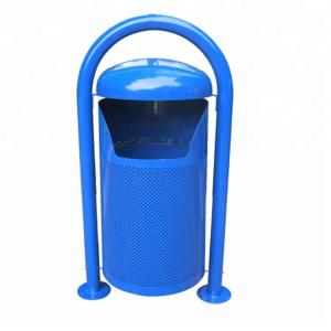 Environmentally Friendly 32 Gallon Trash Can For Garbage Perforated Steel Sidewall