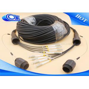 Black Color 4 Core MMF Simplex Tactical Fiber Cable LC / UPC IP67 PDLC Connector
