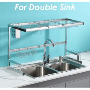 2 Tier Dish Dryer Rack Over Sink  , Polishing Double Sink Drying Rack ODM