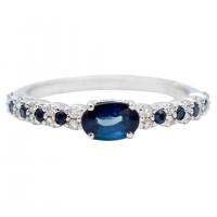 China Trendy S925 Sterling Silver Natural Jewelry Sapphire CZ Ring Simple Design For Ladies on sale