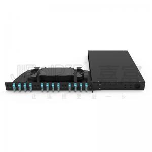 China 1U 19'' Rotating Rack Mount Fiber Patch Panel With 48 LC QX Adapters And OM3 1m Pigtail supplier