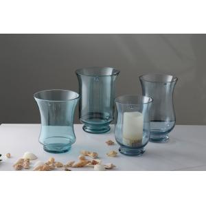 Handmade OEM Blue Glass Vase For Home Use