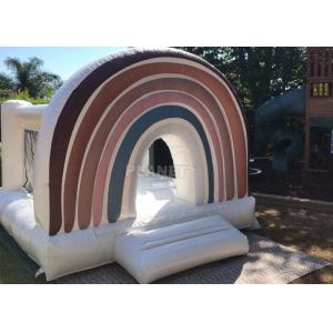 China Adults Kids PVC Inflatable White Wedding Bouncy Castle Rainbow Bounce House supplier