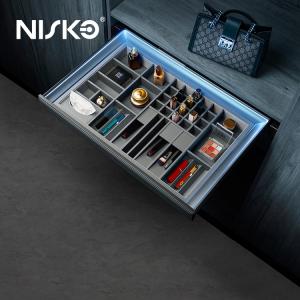 China Pull out Makeup Cosmetic Applicator Box Vanity Drawer Tray with Led Light wholesale