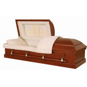 China Traditional Solid Wood Caskets SWC05 With Zamak Handle And Velvet Interior supplier