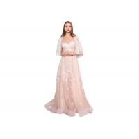 China Breathable Lace Elegant Tulle Pink Bridesmaid Dresses Long With Shawl on sale