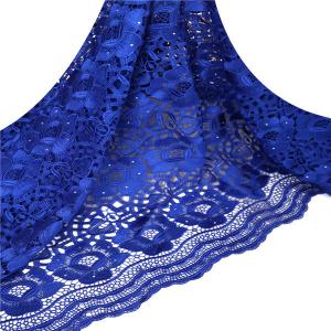 China Royal blue customizable 51-52 embroidery thailand lace fabrics for wedding dress supplier