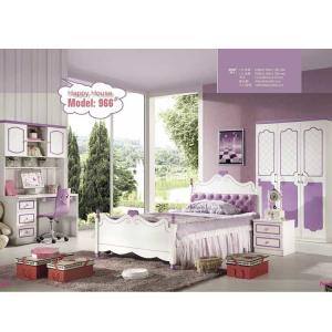 China Light Purple MDF PU Solid Wood Bedroom Furniture Sets For Girls supplier