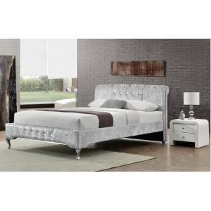 Luxury Duble Size Tufted Storage Bed Lint Sliver Crystal Button European Style