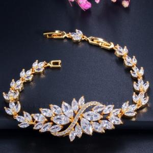 Cubic Zirconia Tennis Bracelets For Women Iced Out Chain Gold Color Bracelet Woman Zircon Flower CZ Bangle Jewelry