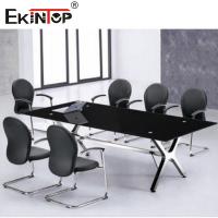 China Rectangular Black Conference Table Elegant Business Atmosphere 10 Seating Capacity on sale