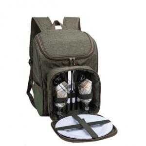 2 Person Picnic Basket Backpack Cooler Compartment, Wine Holder, Fleece Blanket, Cutlery Set