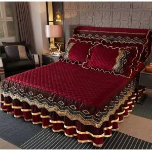 Bedding Set Skirt Duvet Pillowcase with Embroidery Lace Eco-friendly and Soft Fabric