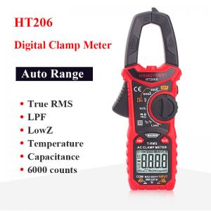 China 200V Digital Clamp Meters , HT206 200A Clamp Meter AC DC Current supplier