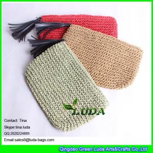 LUDA evening crochet straw clutch bag paper straw plain purses