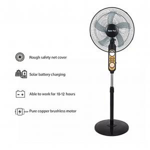 16 Inch Rechargeable Solar Charging Fan 12v Standing Battery Emergency With Panel Pedestal