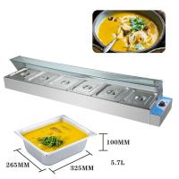 China 2KW Stainless Steel Commercial 6 Pan Bain Marie with Glass Cover on sale
