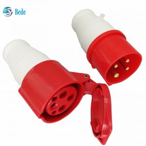 AC 380-415V 16A Industrial Power Connector IP44 Waterproof 4Pin 3 Phase 3P+E Red