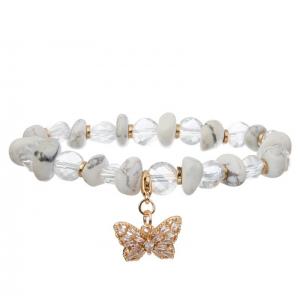 Glass Crystal Beads Butterfly Charm Stackable Bracelet Handmade Transparent