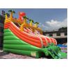 PVC Dinosaur Double Inflatable Water Slide For Pool With Landing Bed
