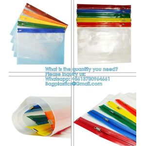 Zipper Pouch Bags, Clear Waterproof Document Bag, Assorted Color File Pockets, Large Capacity Plastic File Jackets, Multipurpose For Travel School Office And Home