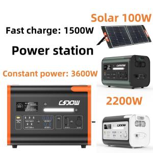 Portable Solar Power Station 2000W Rechargeable Mobile Phone Charger AC Output 220V for Outdoor Emergency RV Generator