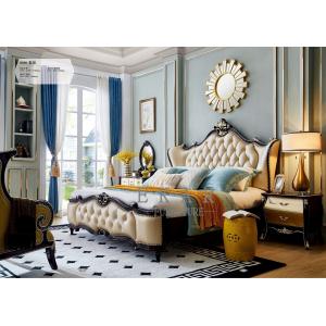 Classic Luxury Upholstered King Size Headboard Leather Wooden Bed Bedroom Furniture