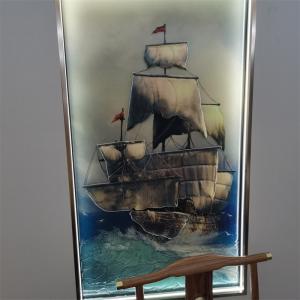 China 19mm Thickness Tempered Art Glass Hot Melt Sailboat Ultra Clear Glass Painting supplier