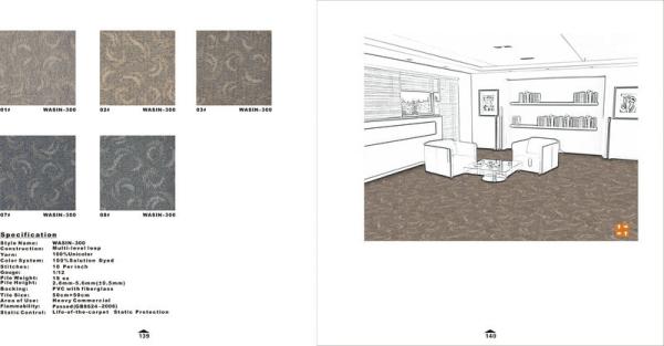 Fireproof modular Office tufted Carpet Tiles 50 * 50cm With Stripe Pattern
