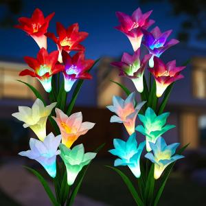 China Outdoor Solar Lily Flowers Lights Solar Garden Lights for Lawn Patio Pathway Yard Farm Wedding Decoration supplier