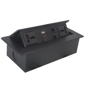 Office table mounted round corner multimedia table top socket box