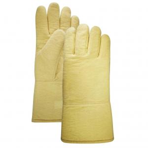 Yellow kevlar felt 350 Degrees Fire Resistant Work Gloves 2 layers