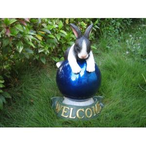 China Rabbit shape decorative orb Gazing Ball Stands holders with hand painting   supplier