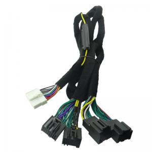 China Black Automotive Electrical Wiring Harness 12V Multi Pins Vehicle Sound Cable supplier