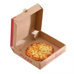 China Custom Size Biodegradable Corrugated Cardboard Fast Food Pizza Boxes with Matt Lamination Logo Printing and Recyclable wholesale