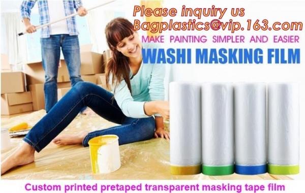 HDPE Masking Film,Indoor Application Pretaped Drop Cloths,masking film,pre-taped