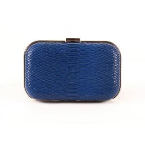 Dark Blue And Silver Ladies Leather Clutch Bags Made Of Faux Python Skin Leather
