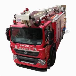 China Sinotruk Howo Red Fire Rescue Vehicle With Lift Jet Function, High Altitude Fire Extinguishing Truck Fire Engine wholesale
