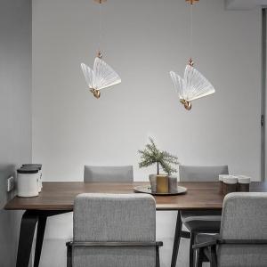 3D Glass Material LED Pendant Light Butterfly Decoration for Restaurant