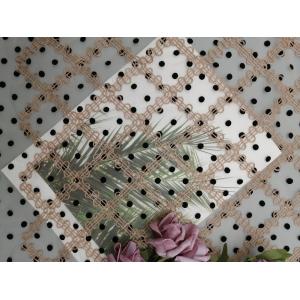 125cm Polka Dot Embroidery Flocked Tulle Mesh Fabric