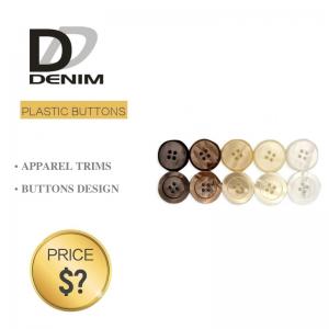 China Plastic Shiny Pearl Denim Shirt Buttons White / Black Color With 4 Holes supplier
