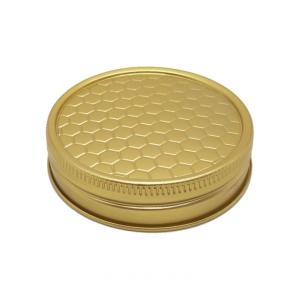 China Aluminum Honeycomb Pattern Gold 65mm Honey Bottle Cap supplier