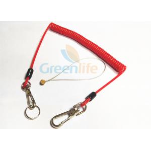 China Fall Protection Red 4.0 Bungee Cord Lanyard , Standard Style Coiled Lanyard Cord supplier