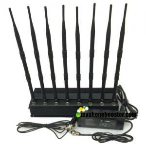 8 Channels 20w Indoor High Power Lojack/ WiFi/ VHF/ UHF Mobile Phone Jammer Jamming Range Up To 40m With Car  Charger