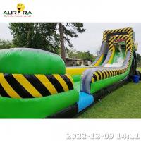 China Outdoor Inflatable Water Slide Green Inflatable Bouncer Slide With Pool on sale